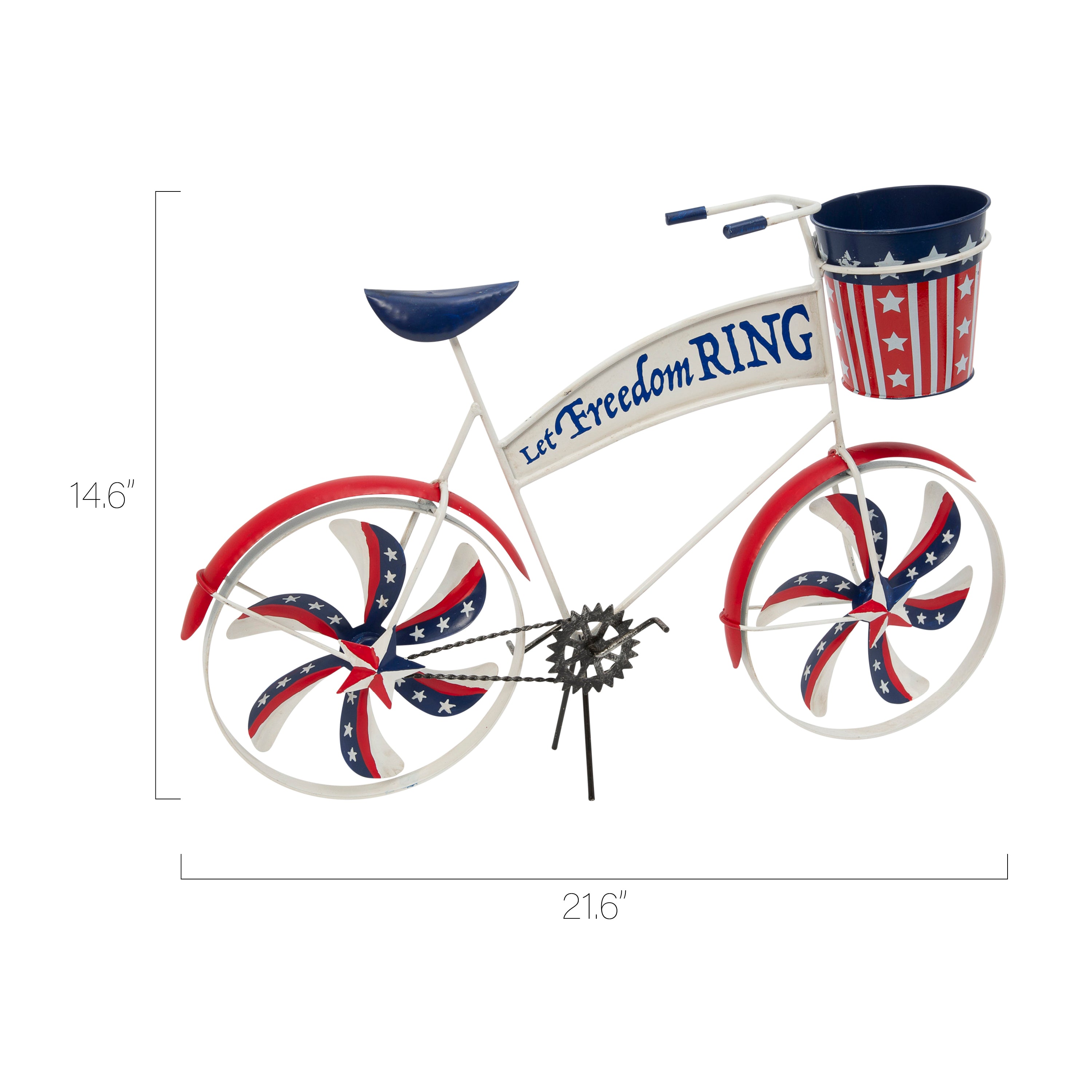 21.6 Inch Metal Americana Bicycle Planter with Spinning Spokes